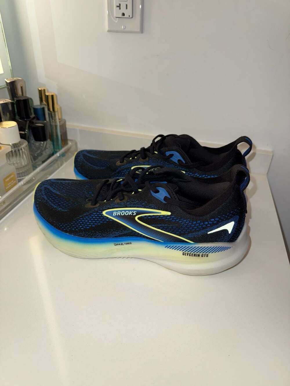 Brooks Men's Glycerin GTS 22 Running Shoes Black Blue Yellow Size 9.5